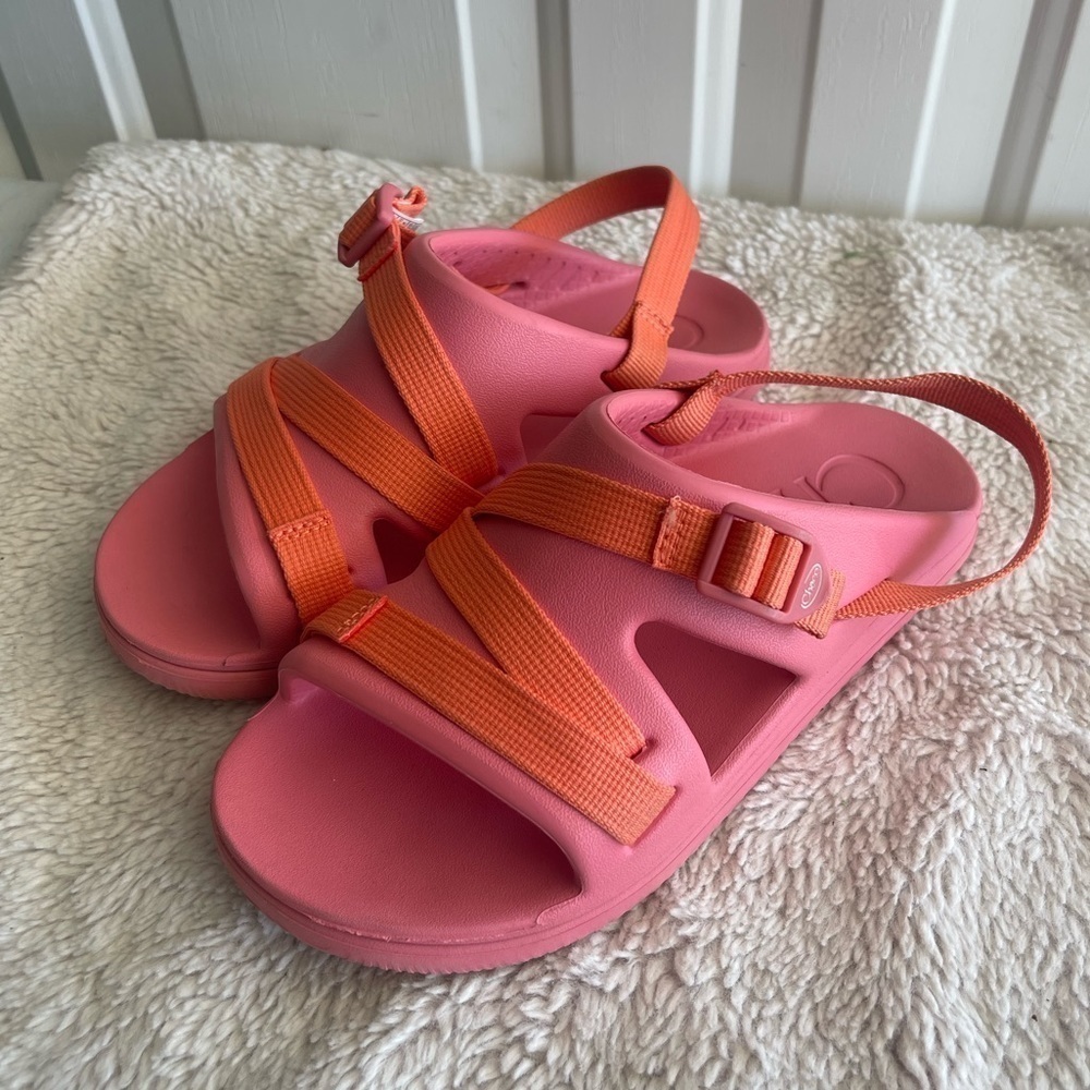 Chaco chillos pink orange chunky slide sling back rubber waterproof sandal